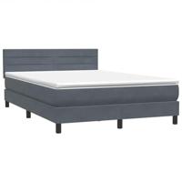 Boxspring met matras fluweel donkergrijs 140x210 cm - thumbnail