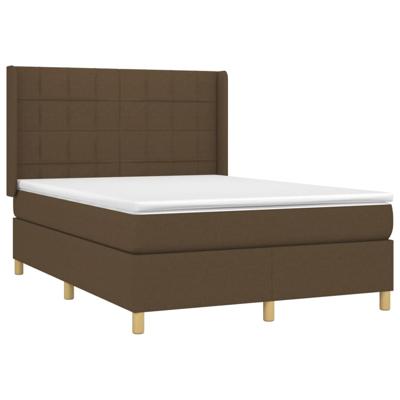Boxspring met matras en LED stof donkerbruin 140x200 cm - thumbnail