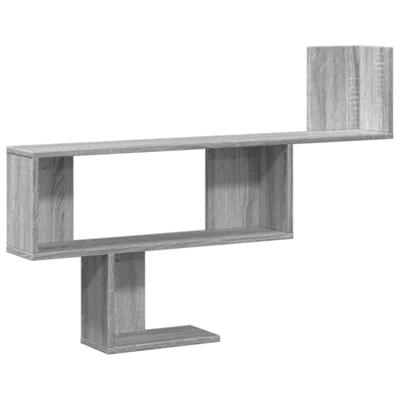 Wandschap 100x15x70 cm bewerkt hout grijs sonoma eikenkleurig