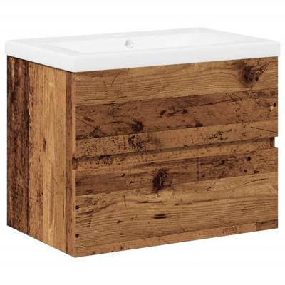 Wastafelkast met ingebouwde wasbak oud houtkleurig