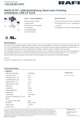 RAFI RAFIX 22 FS+ 1.30.279.001/0707 USB-doorvoer USB 2.0 Type-B Adapter 1 stuk(s)