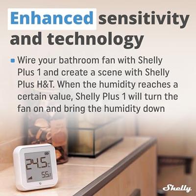 Shelly Plus H&T temperatuur- en vochtmeter Shelly Plus H&T temperatuur- en vochtmeter