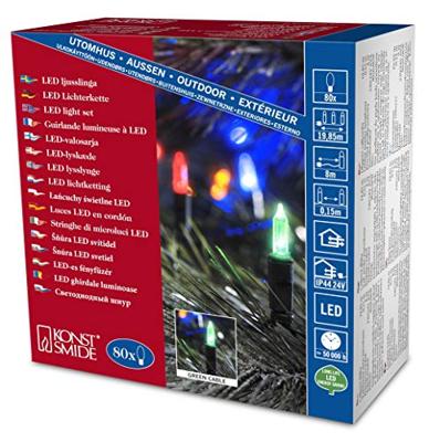 Konstsmide 6020-500 Mini-lichtketting Buiten werkt op het lichtnet Aantal lampen 80 LED Meerkleurig Verlichte lengte: 11.85 m Konstsmide 6020-500 Mini-lichtketting Buiten werkt op het lichtnet Aantal lampen 80 LED Meerkleurig Verlichte lengte: 11.85 m