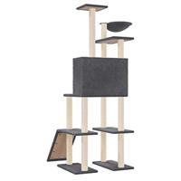 VidaXL Kattenmeubel met sisal krabpalen 166 cm donkergrijs - thumbnail