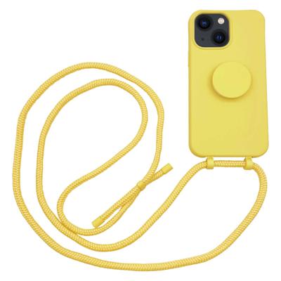 Høyde - iPhone 13 Mini - Telefoonhoes met koord + Socket houder - Geel Høyde - iPhone 13 Mini - Telefoonhoes met koord + Socket houder - Geel