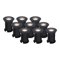 Set van 9 Maisy LED Grondspots Rond - Dimbaar - GU10 - 4000K neutraal wit - 4 Watt 345 Lumen - Rond - Ø12cm - Tuinspot - Oprit - Zwart - IP67 waterdicht - thumbnail