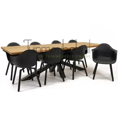 Tuinstoel Montreux zwart/zwart met Spectral tafel 260 cm