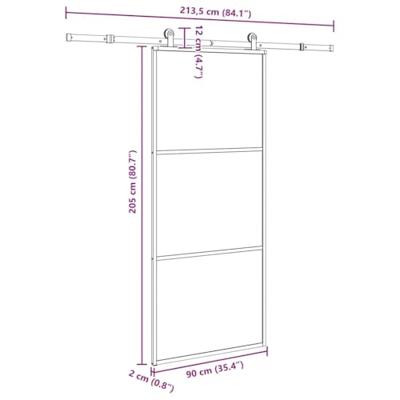 Schuifdeur met beslag 90x205 cm ESG-glas en aluminium