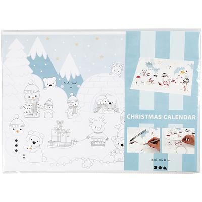 Creativ Company Kerst kalender, afm 30x42 cm, wit, 3 stuk/ 1 doos