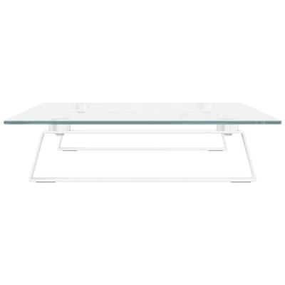 VidaXL Monitorstandaard 60x35x8 cm gehard glas en metaal wit