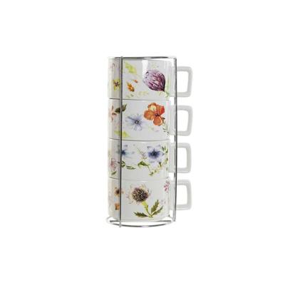 Set van koffiekopjes DKD Home Decor Multicolour Metaal Dolomite 260 ml (4 Onderdelen)