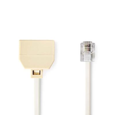 Telecomverlengkabel | RJ11 male - 2x RJ11 female | 2,0 m | Ivoor
