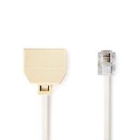 Telecomverlengkabel | RJ11 male - 2x RJ11 female | 2,0 m | Ivoor - thumbnail