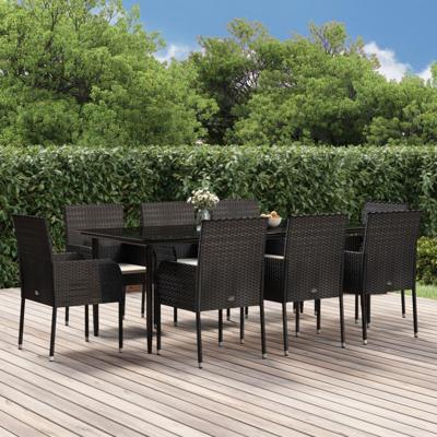 9-delige Tuinset poly rattan zwart
