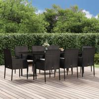 9-delige Tuinset poly rattan zwart - thumbnail
