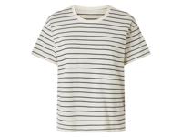 esmara Dames T-shirt (Wit/donkerblauw, S (36/38)) - thumbnail