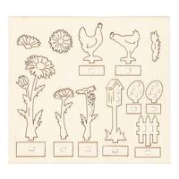 Creativ Company Diy houten figuren kippen, eieren en bloemen - thumbnail