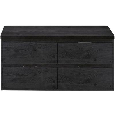 Porto Badmeubelset 120 cm - 4 Laden Black Oak - Wastafelbovenblad Black Oak