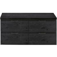 Porto Badmeubelset 120 cm - 4 Laden Black Oak - Wastafelbovenblad Black Oak - thumbnail