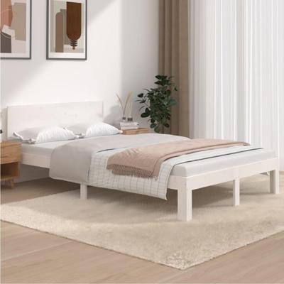 Bedframe massief grenenhout wit 120x200 cm
