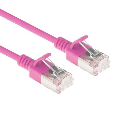 ACT DC7430 LSZH U/FTP CAT6A Datacenter Slimline Patchkabel Snagless | RJ45 Connectoren | Roze | 15 cm