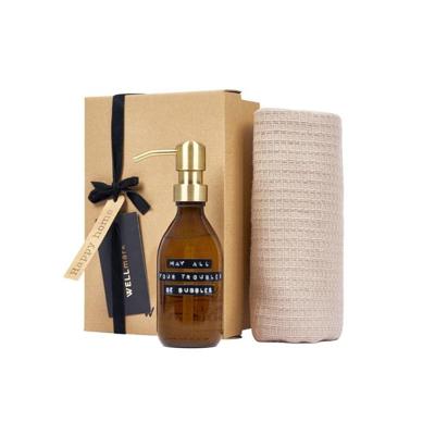 Wellmark giftset - handzeep 250ml - theedoek 50x70cm beige 8720938454226