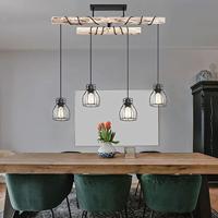 Globo HanglampMina zwart met hout 4-lichts variërend - 15326-4D - thumbnail