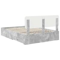 Bedframe met hoofdeinde Beton Grijs 140 x 190 cm Bewerkt hout - thumbnail
