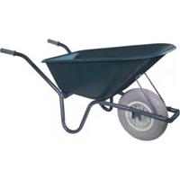 Kruiwagen gecoat 100 liter groen met anti-lek kruiwagenwiel - thumbnail
