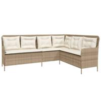 2-delige Loungeset met kussens poly rattan beige - thumbnail