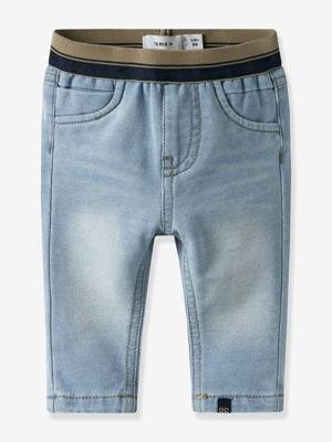 Slim-fit jeans van fleece voor babyjongens van NAME IT gebleekt denim