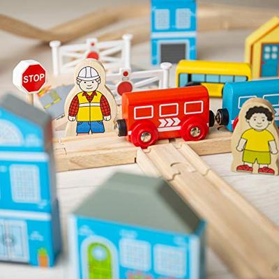 Bigjigs houten treinset stad en land, 101dlg.