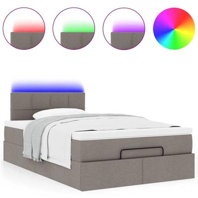 Ottoman bed met matras en LED's 80x200cm stof taupe