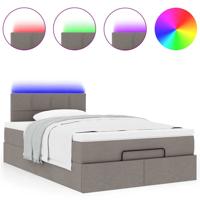 Ottoman bed met matras en LED's 80x200cm stof taupe - thumbnail