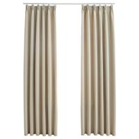 VidaXL Gordijnen verduisterend met haken 2 st 140x245 cm beige - thumbnail