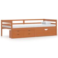 Bedframe met lades en kast grenenhout honingbruin 90x200 cm - thumbnail