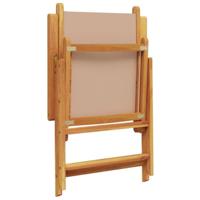 Tuinstoelen 2 st massief acaciahout en stof taupe - thumbnail