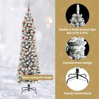 Kunstkerstboom met 300 LED Wit 210 cm PVC en Metaal en Plastic - thumbnail