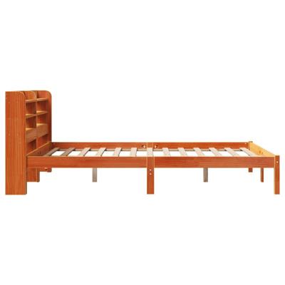 Bedframe met hoofdbord massief grenenhout wasbruin 120x190 cm