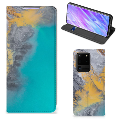 Samsung Galaxy S20 Ultra | Standcase | Marble Blue Gold Samsung Galaxy S20 Ultra | Standcase | Marble Blue Gold