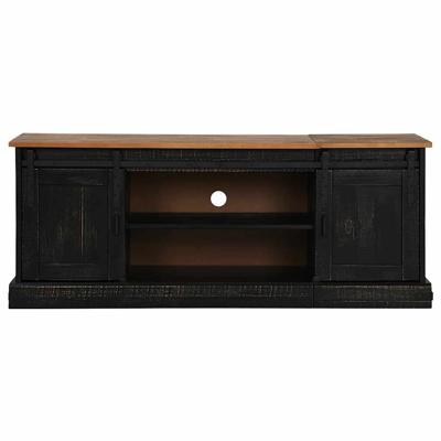 Tv-meubel HALDEN 2 schuifdeuren 150x40x60 cm massief hout zwart