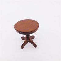 1:12 Mini Doll House Pocket meubilair decoratie ronde tafel (walnoot kleur) - thumbnail