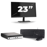 HP EliteDesk 800 G5 USFF - Intel Core i5-9e Generatie - 8GB RAM - 256GB SSD - Windows 11 + 1x 23 inch Monitor - thumbnail