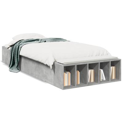 Bedframe bewerkt hout betongrijs 75x190 cm - thumbnail