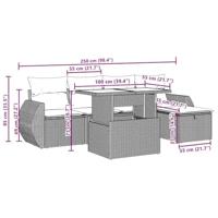 6-delige Loungeset met kussens poly rattan beige - thumbnail