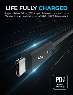 SABRENT Thunderbolt 4 40 Gbps Oplaadkabel 2M lange USB Type-C Kabel | 8K 60Hz Weergave |PD Ondersteunt 100W (5A, 20V) Opladen | E-Mark Chip | (Gecertificeerd door Intel) zwart (CB-T4M2).