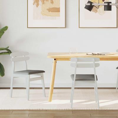 Eetkamerstoel 2 pcs Wit en Grijs Massief Rubberhout