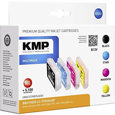 KMP Inktcartridge vervangt Brother LC-970BK, LC-970C, LC-970M, LC-970Y Compatibel Combipack Zwart, Cyaan, Magenta, Geel B13V 1060,0050