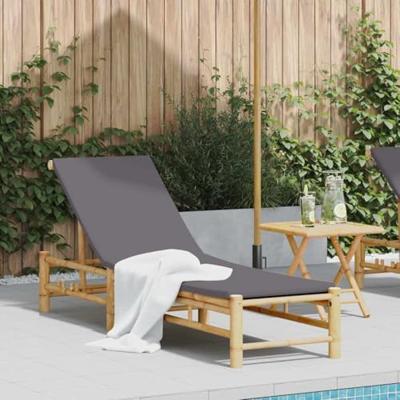 Ligstoel met kussens 55x199x30 cm bamboe Ligstoel met kussens 55x199x30 cm bamboe