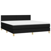 Boxspring met matras stof zwart 160x200 cm - thumbnail